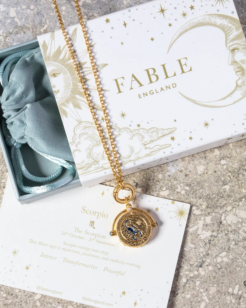 Scorpio Zodiac Spinner Necklace in Gold