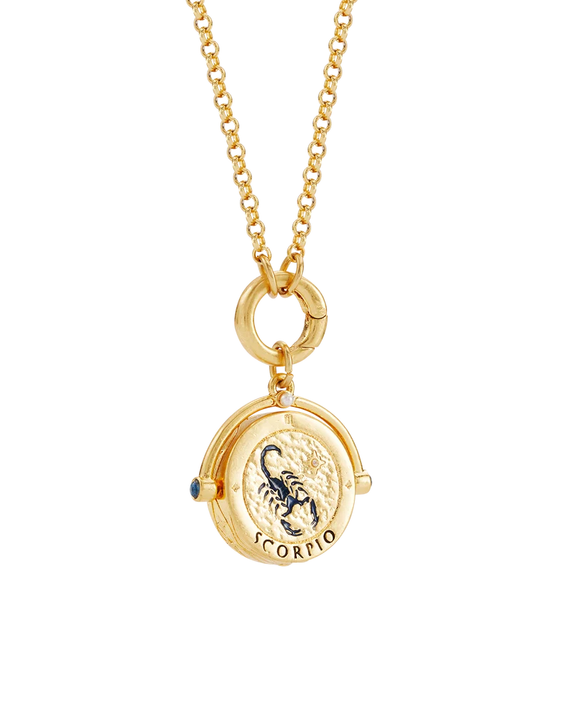 Scorpio Zodiac Spinner Necklace in Gold