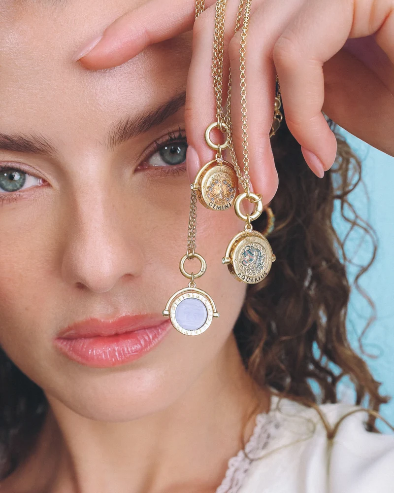 Libra Zodiac Spinner Necklace in Gold