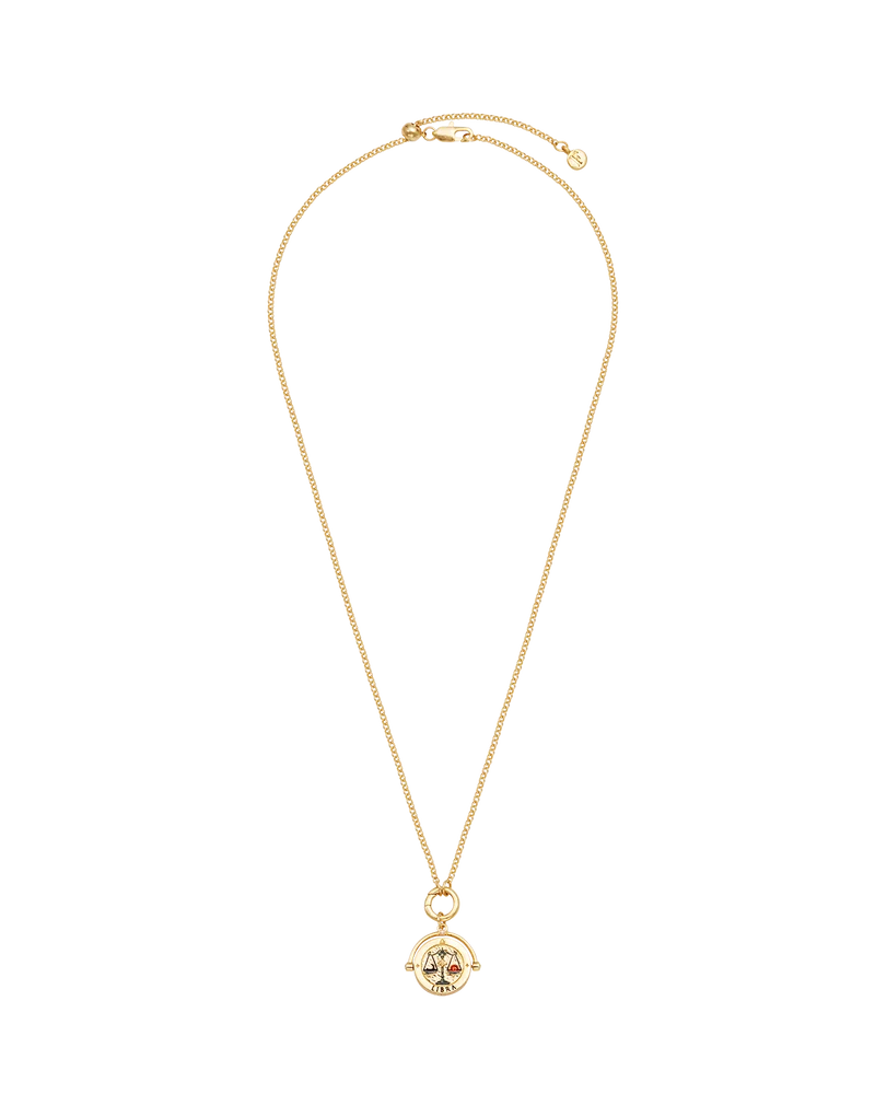 Libra Zodiac Spinner Necklace in Gold