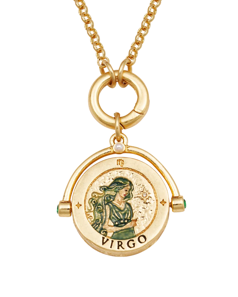 Virgo Zodiac Spinner Necklace in Gold