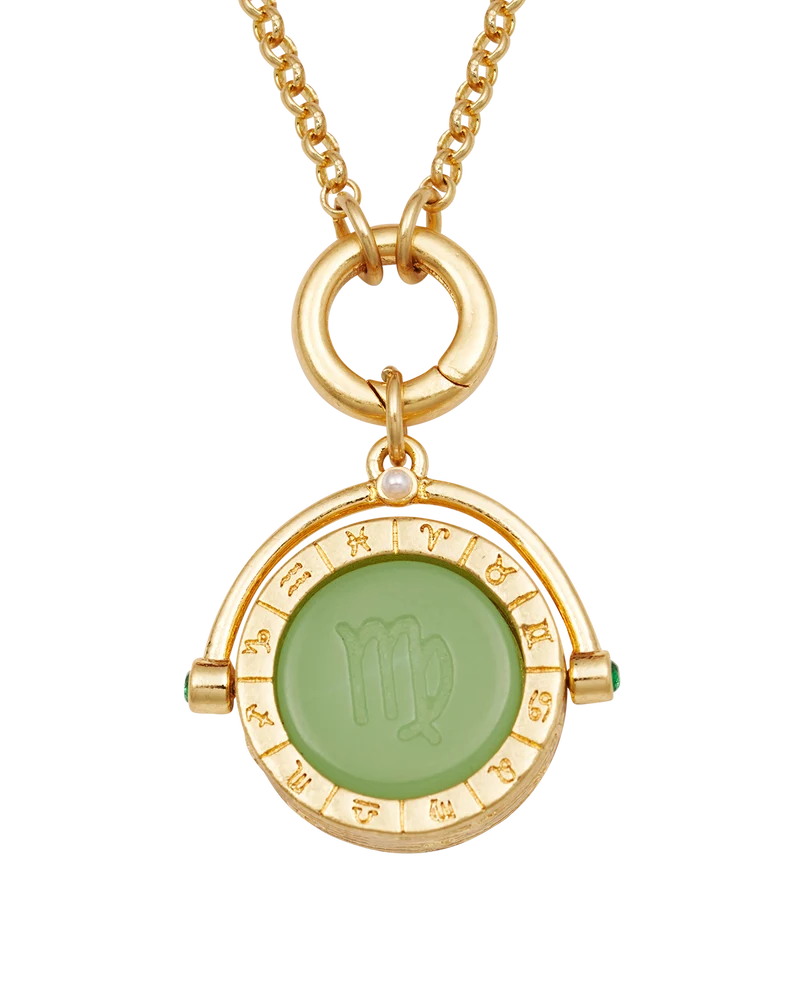 Virgo Zodiac Spinner Necklace in Gold