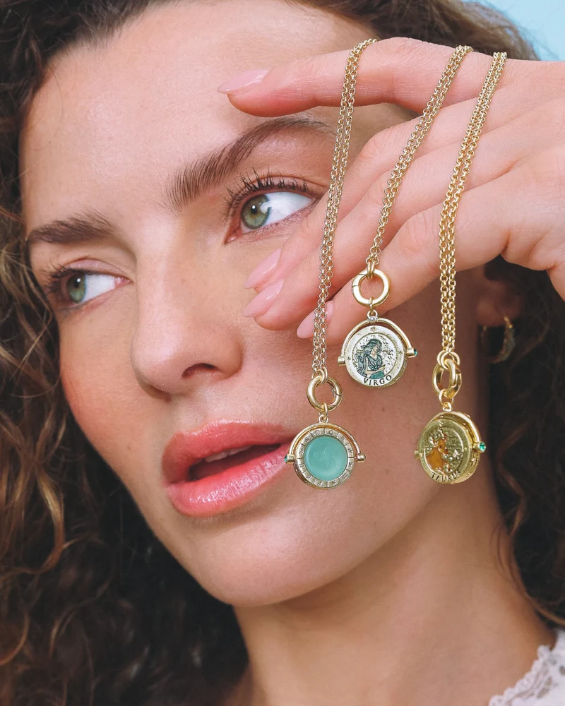 Capricorn Zodiac Spinner Necklace in Gold