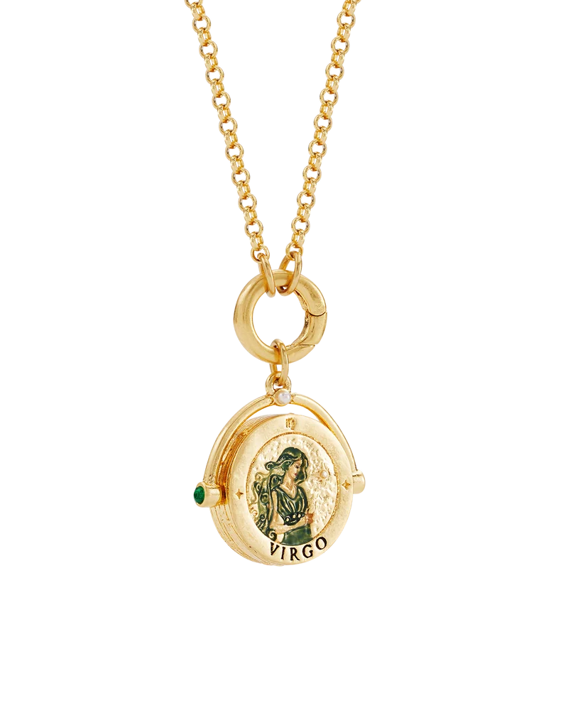 Virgo Zodiac Spinner Necklace in Gold