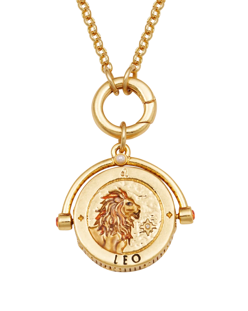 Leo Zodiac Spinner Necklace in Gold
