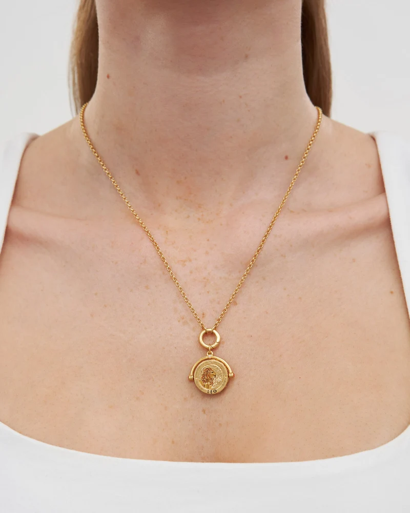Leo Zodiac Spinner Necklace in Gold