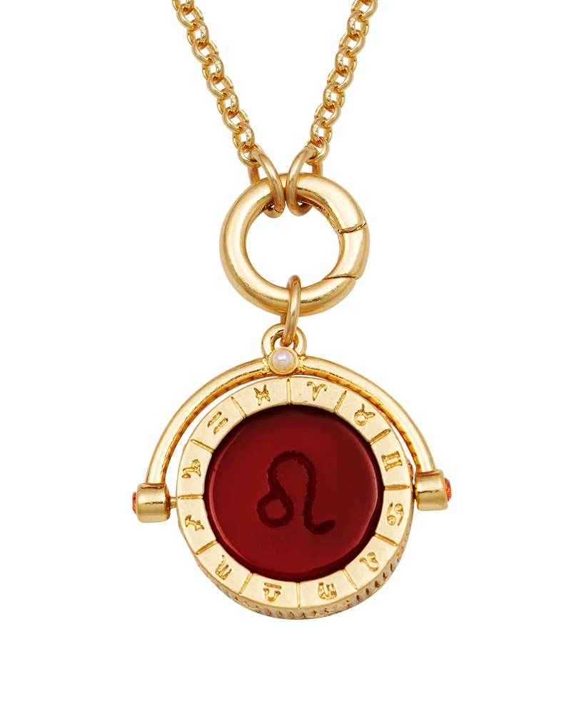 Leo Zodiac Spinner Necklace in Gold