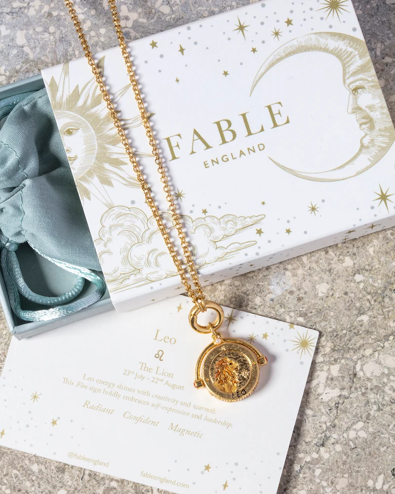 Leo Zodiac Spinner Necklace in Gold