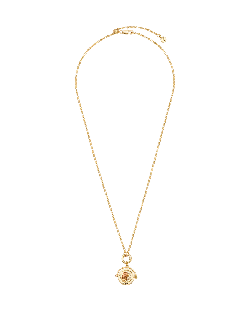 Leo Zodiac Spinner Necklace in Gold