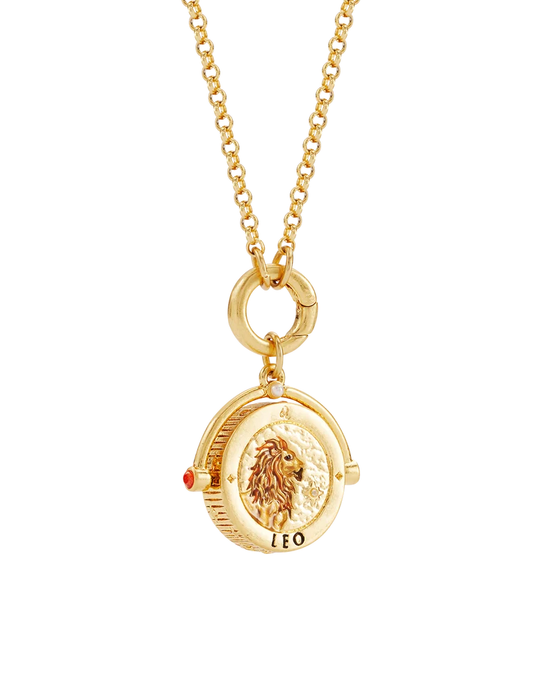 Leo Zodiac Spinner Necklace in Gold