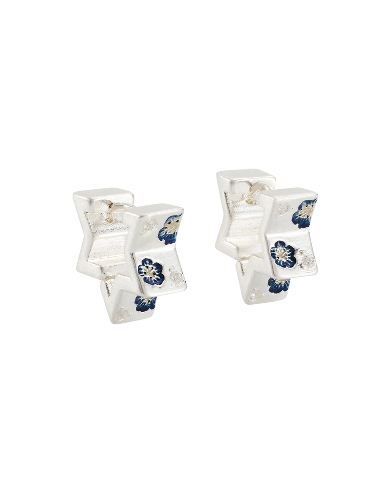 Larkspur Huggie Earrings in Silver