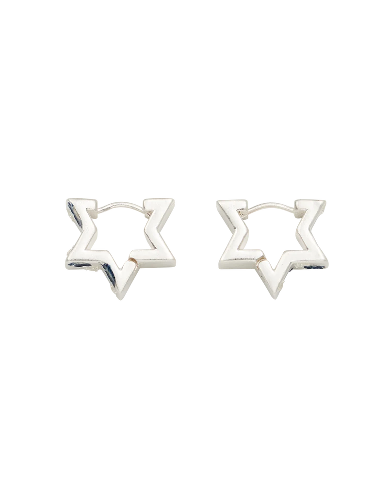 Larkspur Huggie Earrings in Silver
