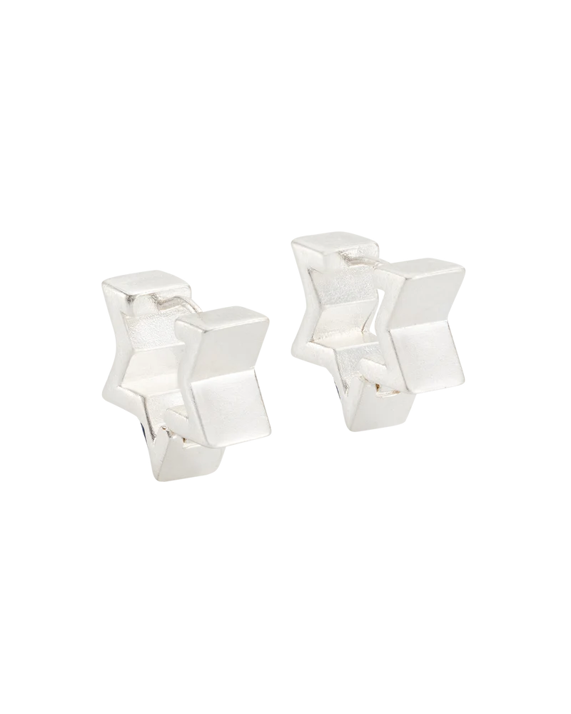 Larkspur Huggie Earrings in Silver