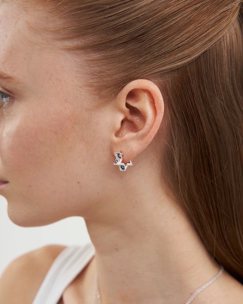 Larkspur Huggie Earrings in Silver
