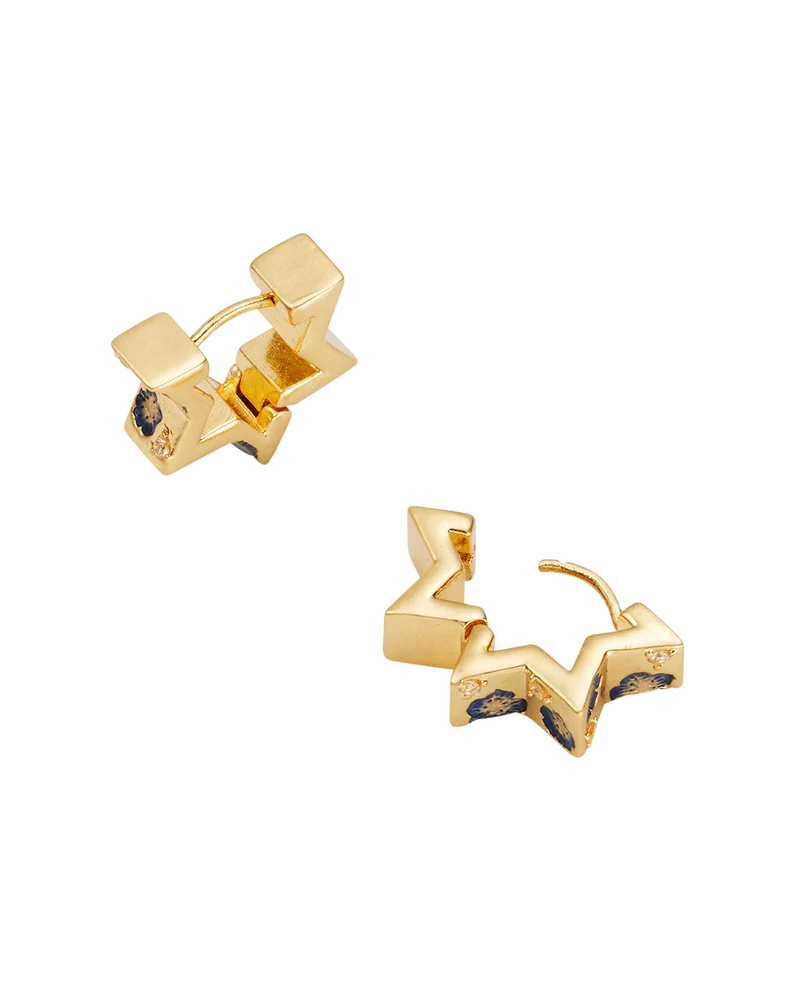 Larkspur Huggie Earrings in Gold
