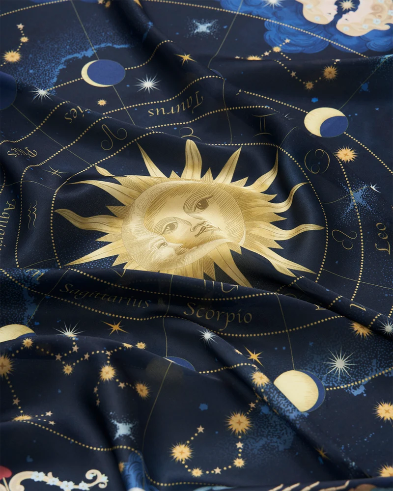 Zodiac Square Scarf in Navy