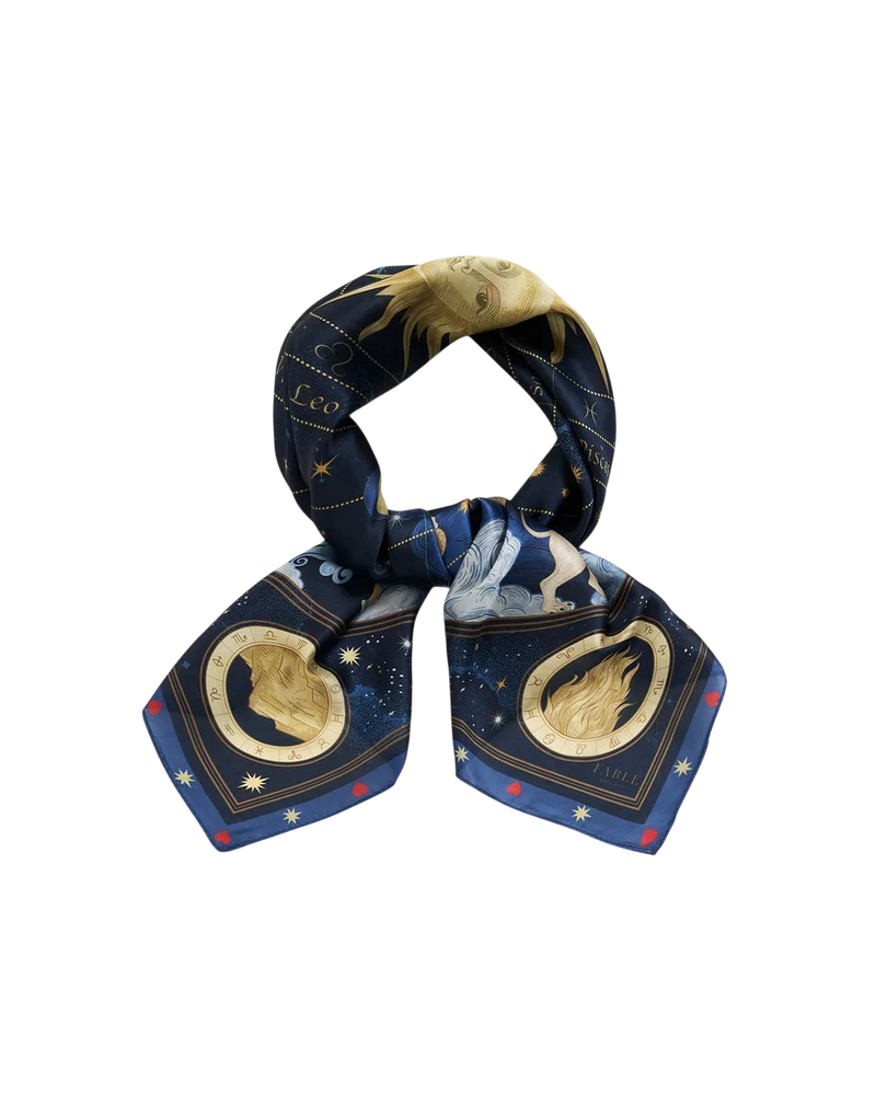 Zodiac Square Scarf in Navy