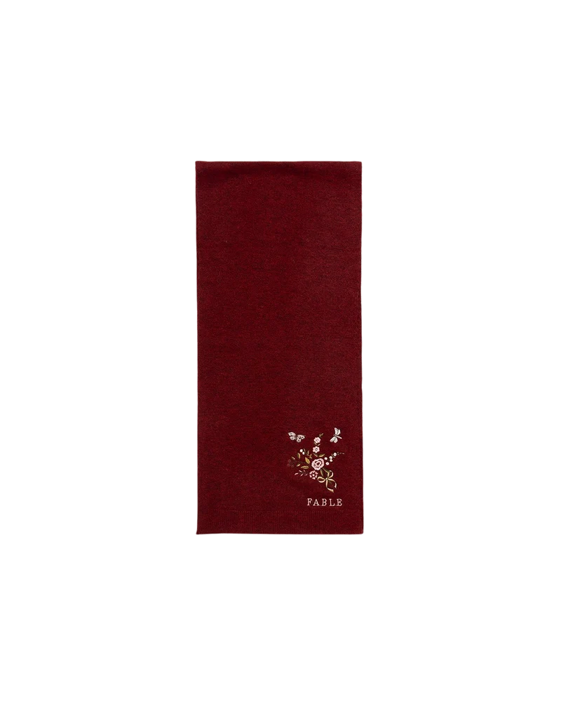 Eve Floral Knitted Scarf in Red Marl