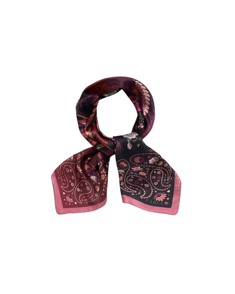 Eve Narrative Square Scarf in Burgundy