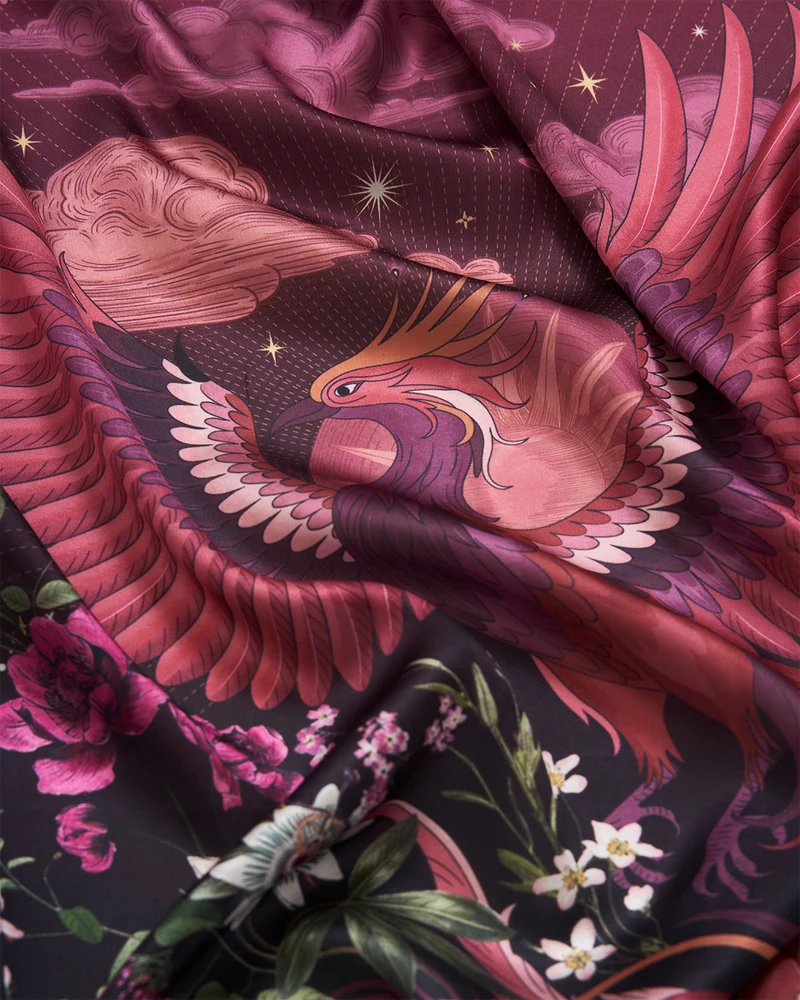 Eve Narrative Square Scarf in Burgundy