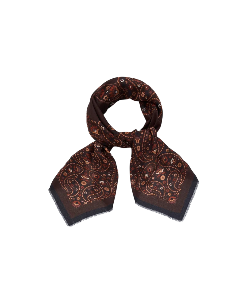 Eve Paisley Square Pashmina Scarf in Chocolate