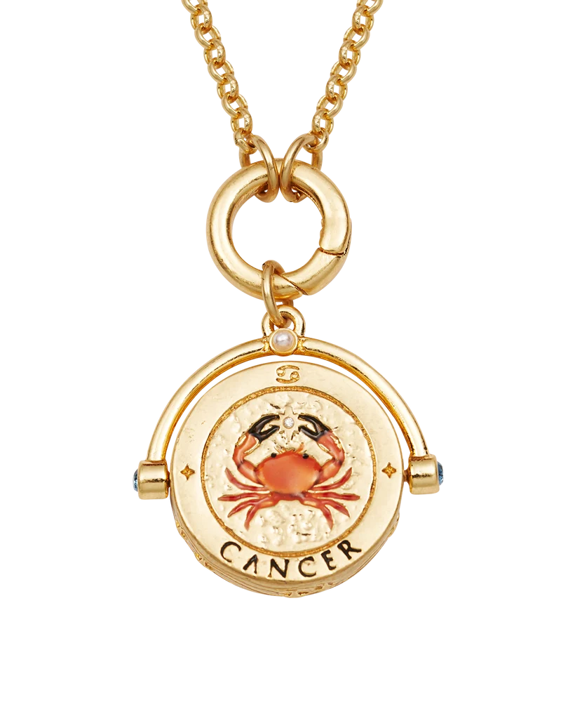 Cancer Zodiac Spinner Necklace in Gold