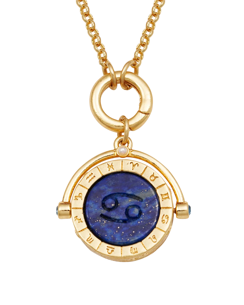 Cancer Zodiac Spinner Necklace in Gold