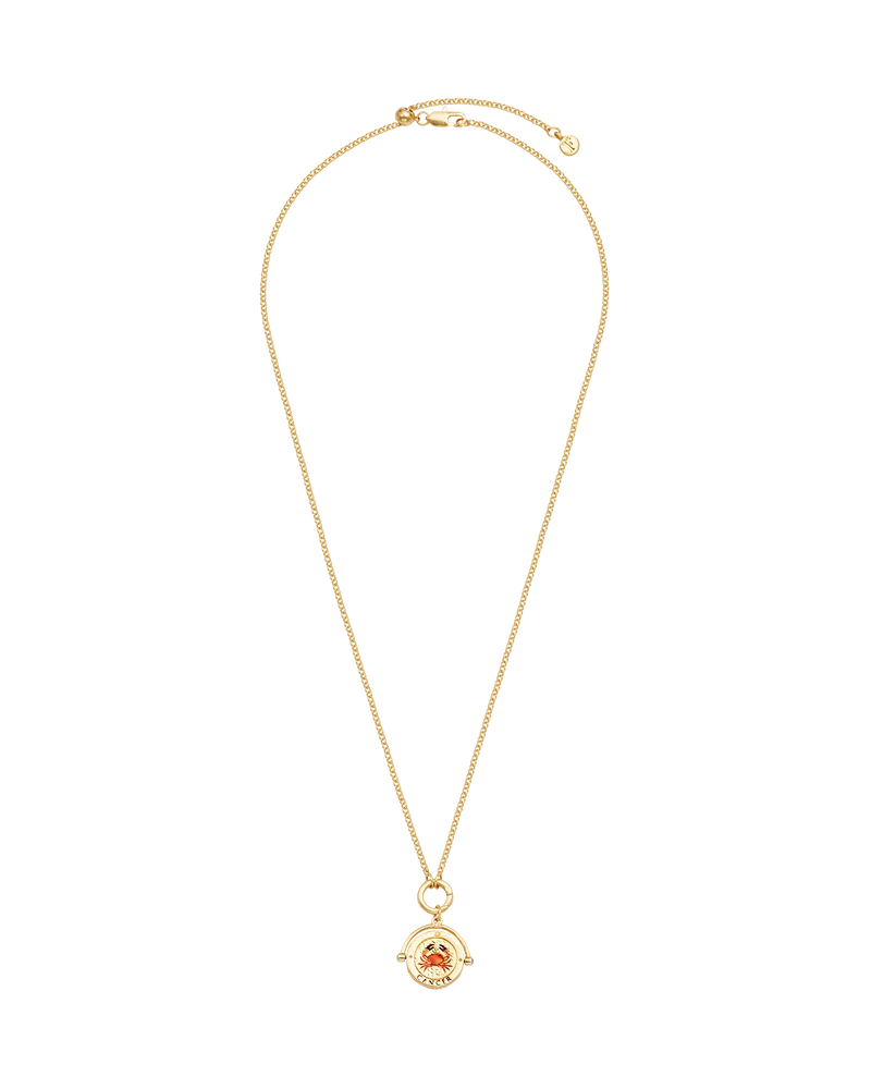 Cancer Zodiac Spinner Necklace in Gold