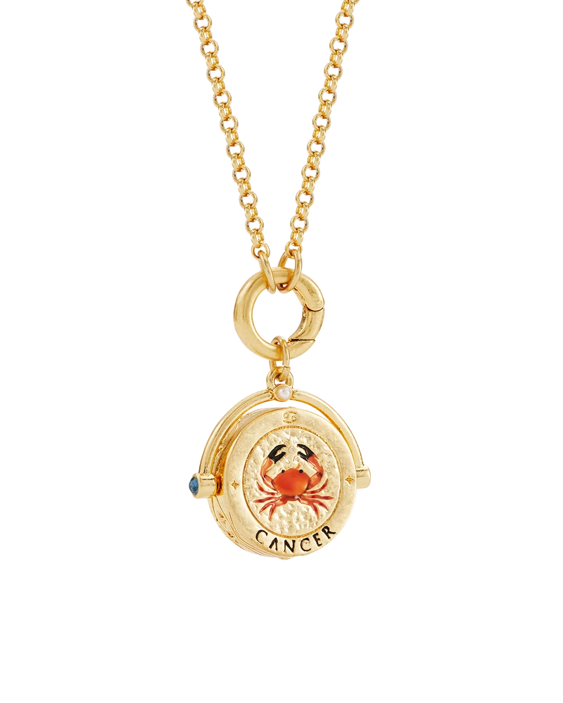 Cancer Zodiac Spinner Necklace in Gold