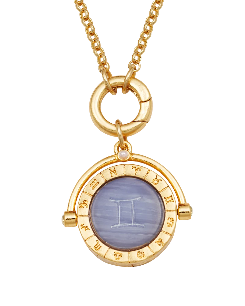Gemini Zodiac Spinner Necklace in Gold