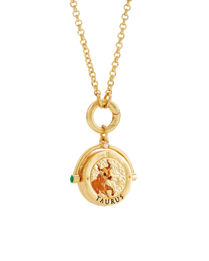 Taurus Zodiac Spinner Necklace in Gold