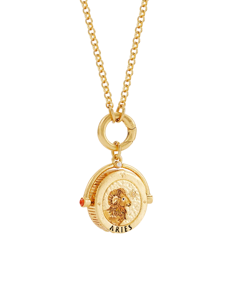 Aries Zodiac Spinner Necklace in Gold