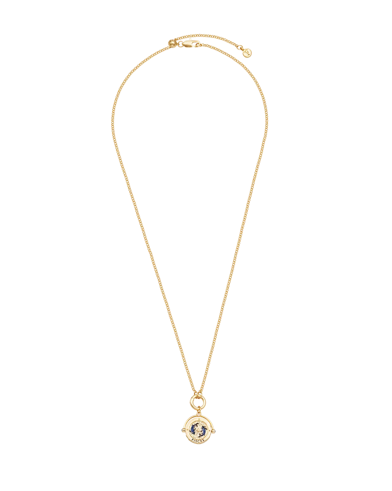 Pisces Zodiac Spinner Necklace in Gold