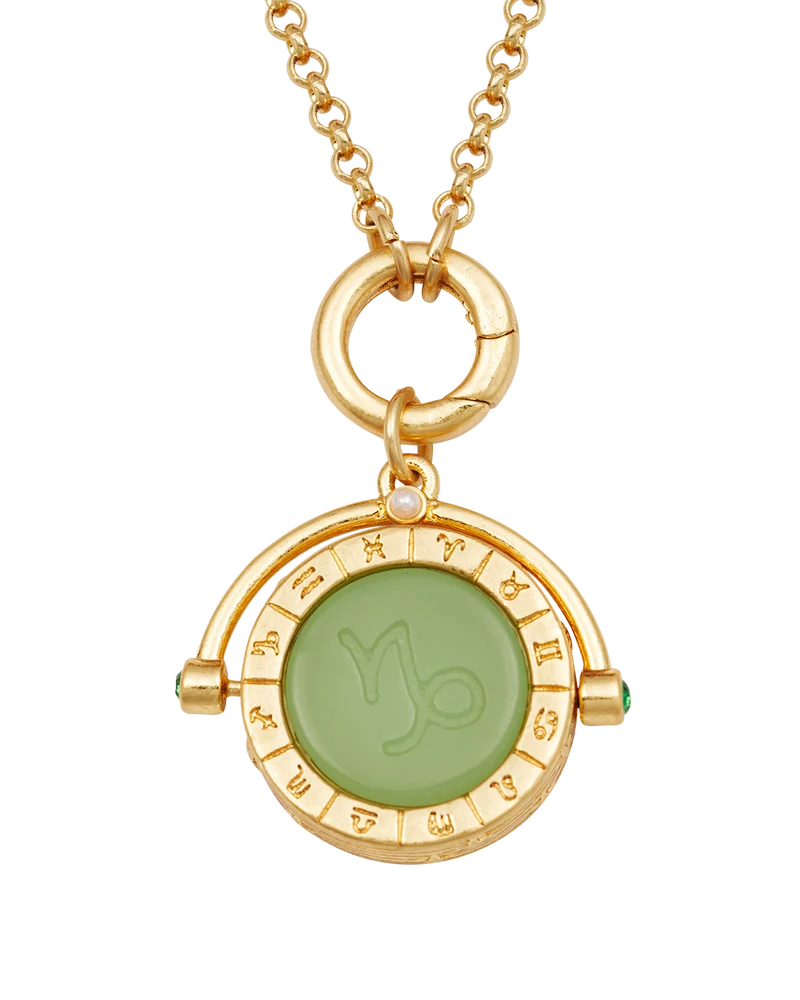 Capricorn Zodiac Spinner Necklace in Gold