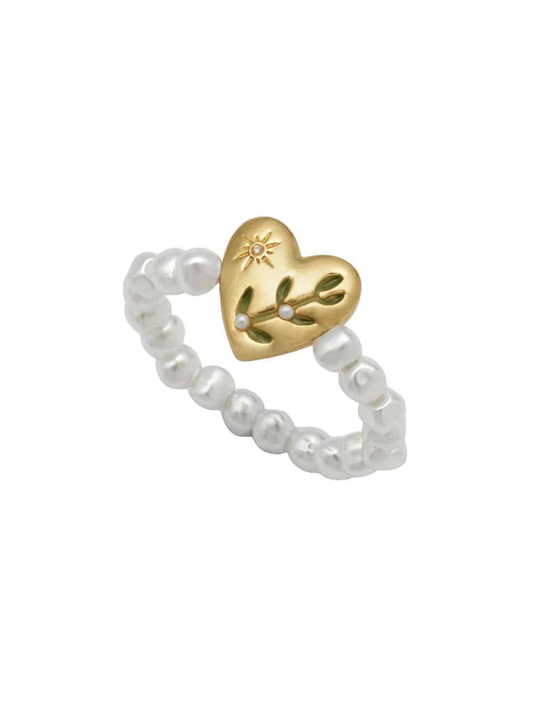 Niva Mistletoe Stretch Ring in Gold