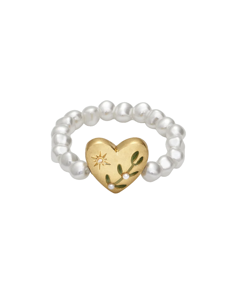 Niva Mistletoe Stretch Ring in Gold