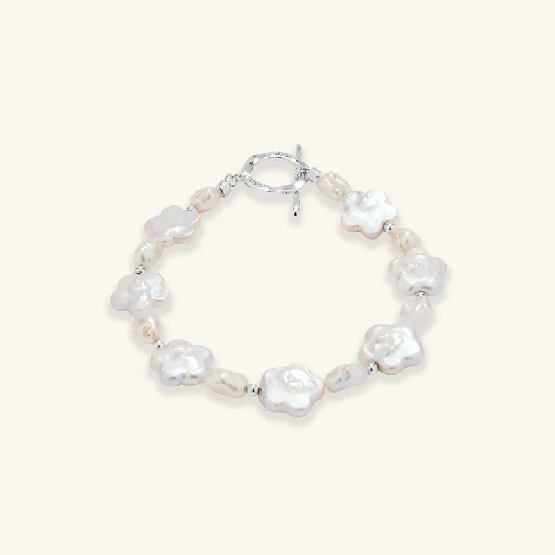 Pflaumenblüten-Armband mit Barockperlen