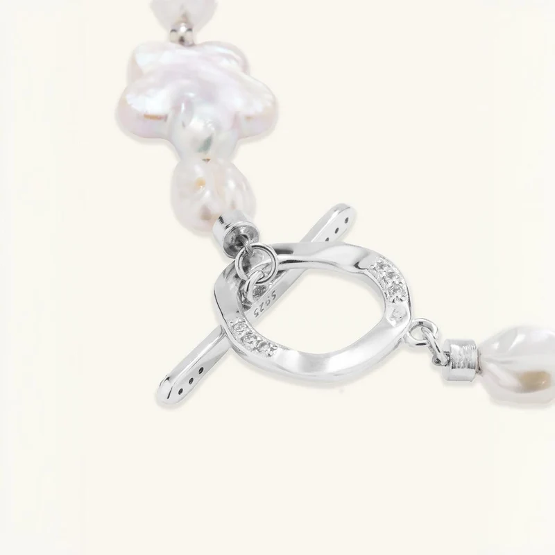 Pflaumenblüten-Armband mit Barockperlen