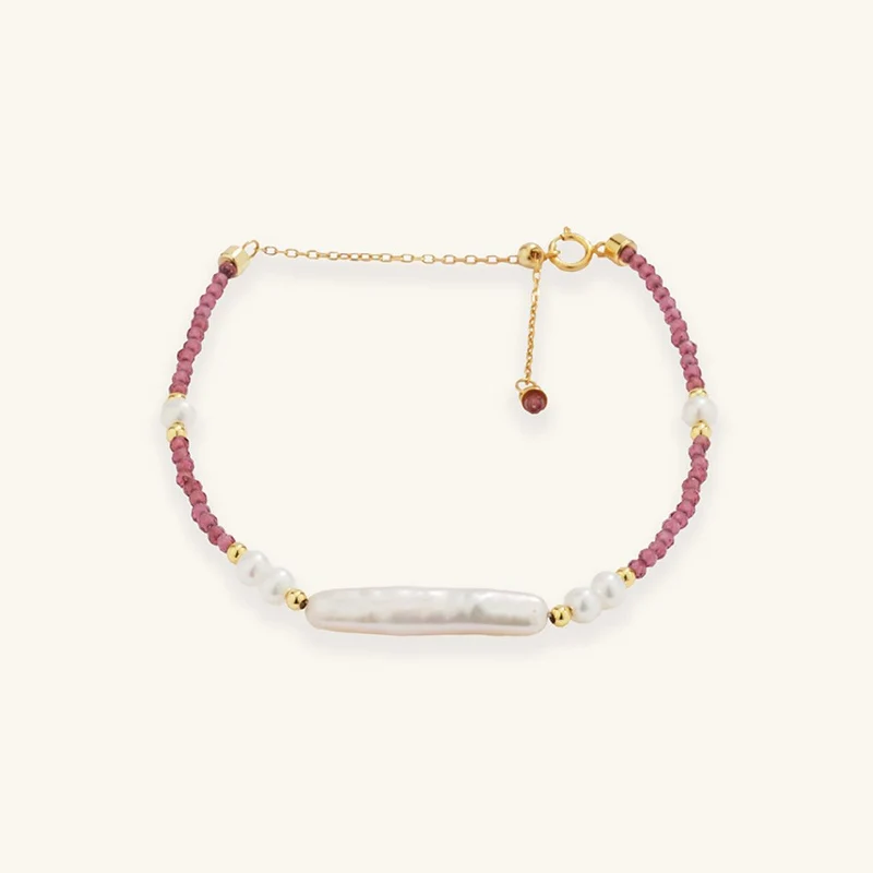 Granat-Barockperlen-Armband