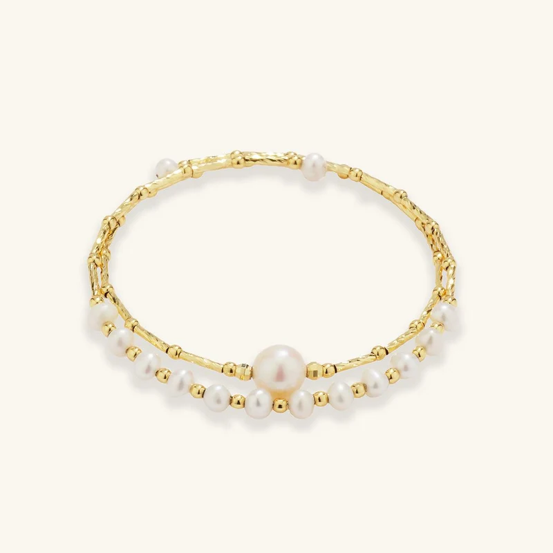 Doppellagiges elastisches Perlenarmband