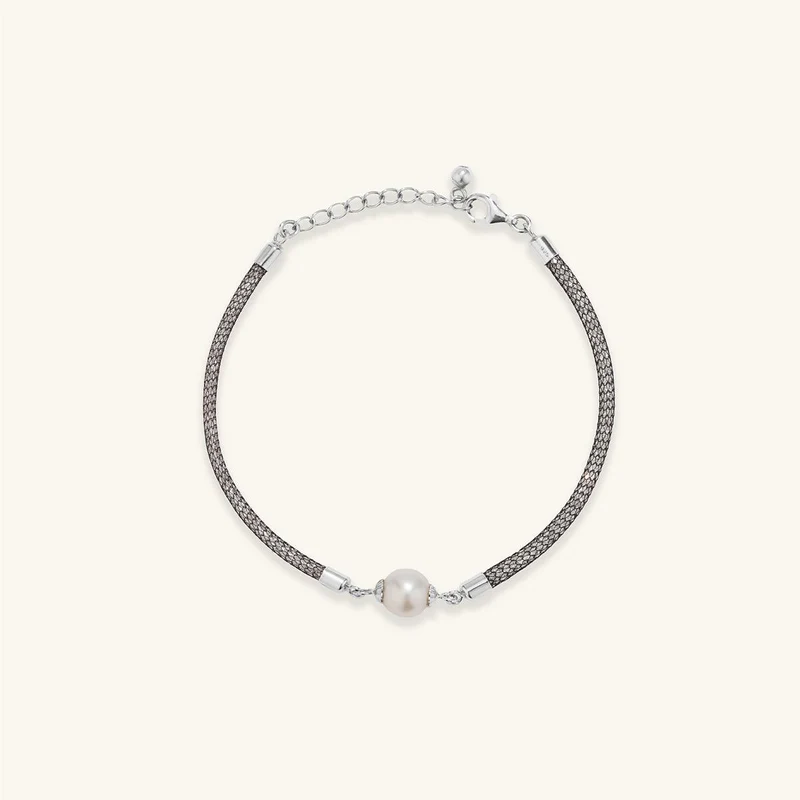 Charmantes Perlen-Kristall-Armband Schwarz