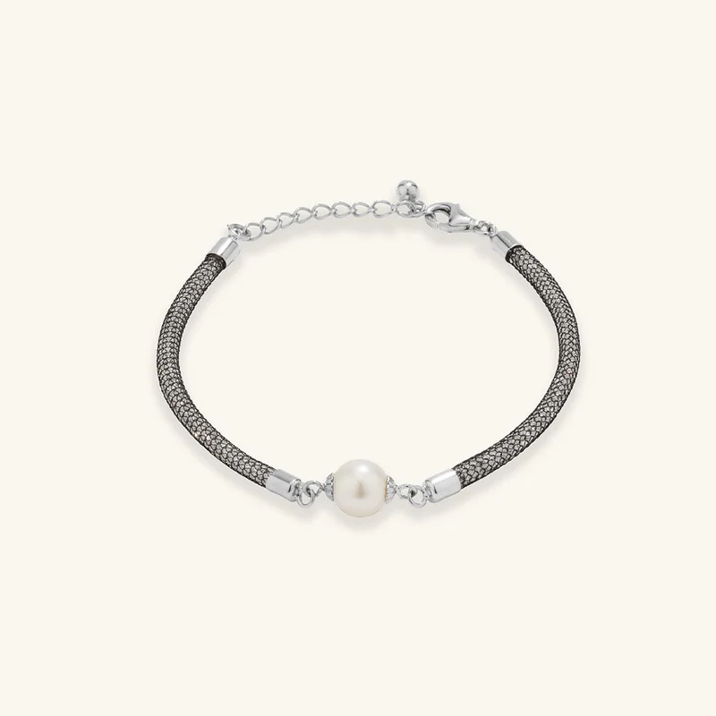 Charmantes Perlen-Kristall-Armband Schwarz