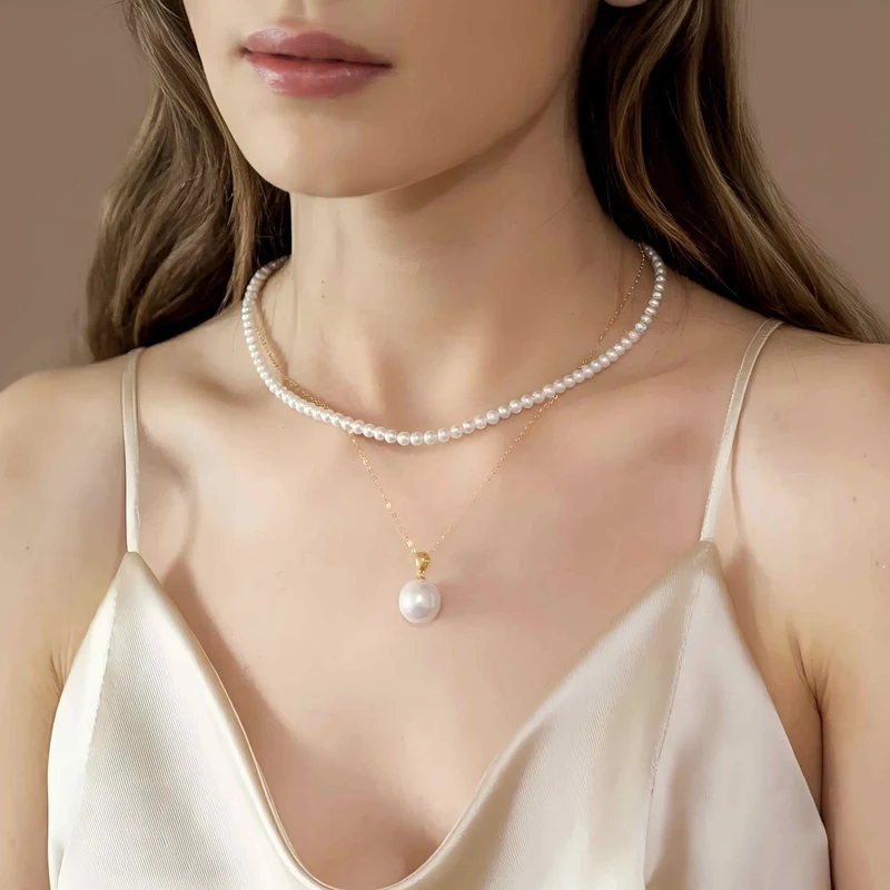 Charismatische Süßwasserperlenkette, 3.5–4 mm, 17 Zoll