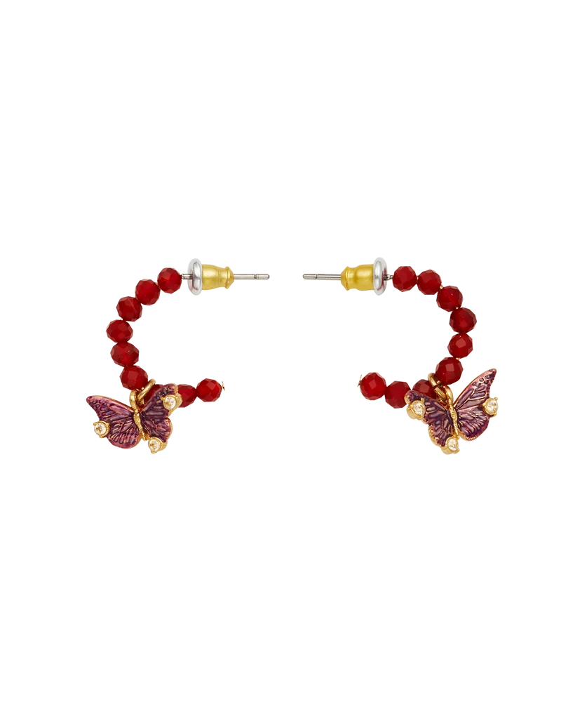 Hera Butterfly Charm Hoop Earrings in Gold