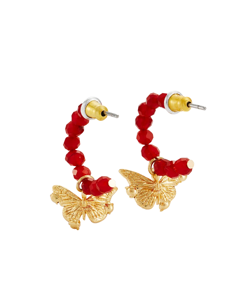 Hera Butterfly Charm Hoop Earrings in Gold