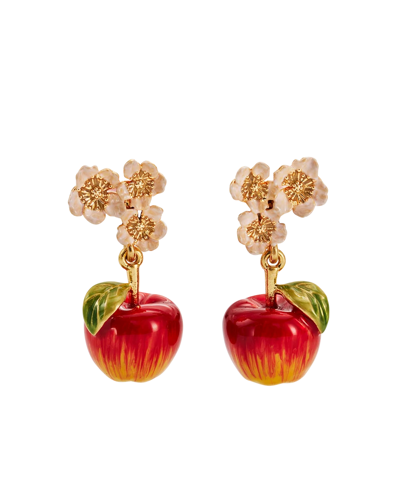 Apple Blossom Drop Earrings in Gold