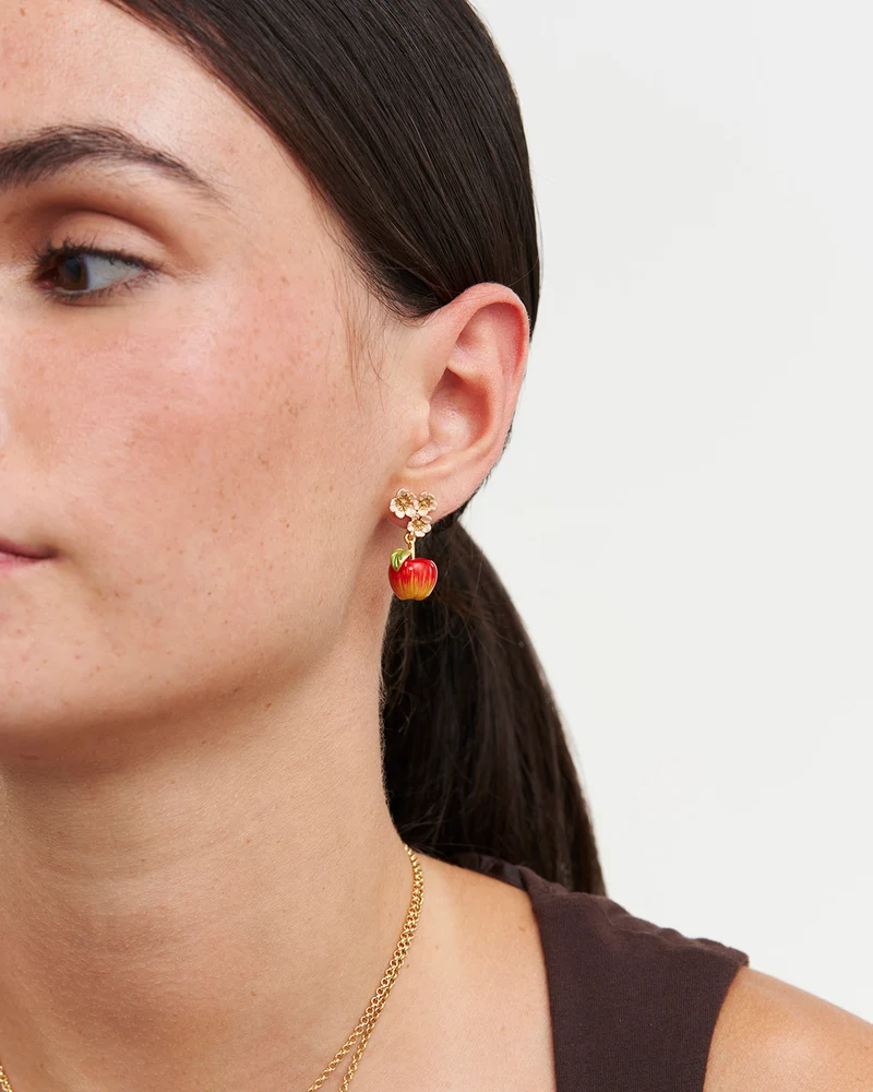 Apple Blossom Drop Earrings in Gold