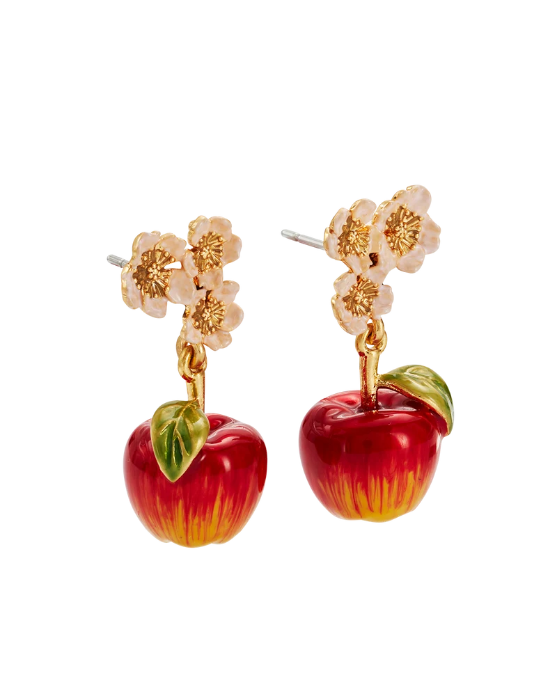 Apple Blossom Drop Earrings in Gold