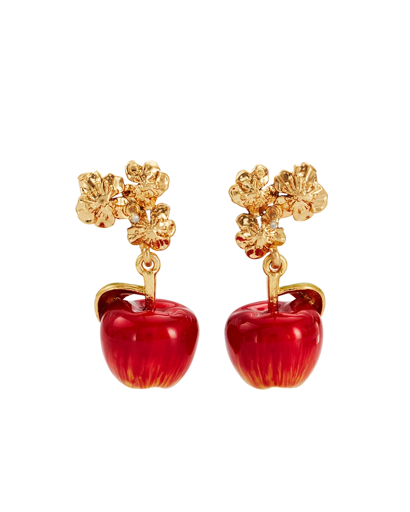 Apple Blossom Drop Earrings in Gold