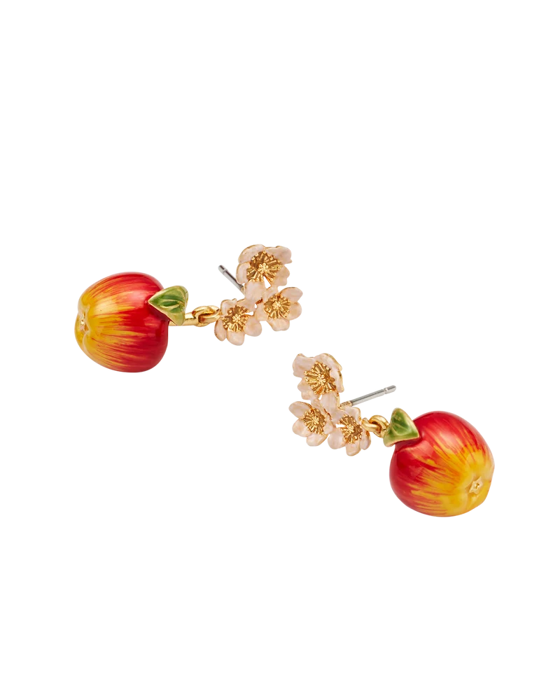 Apple Blossom Drop Earrings in Gold